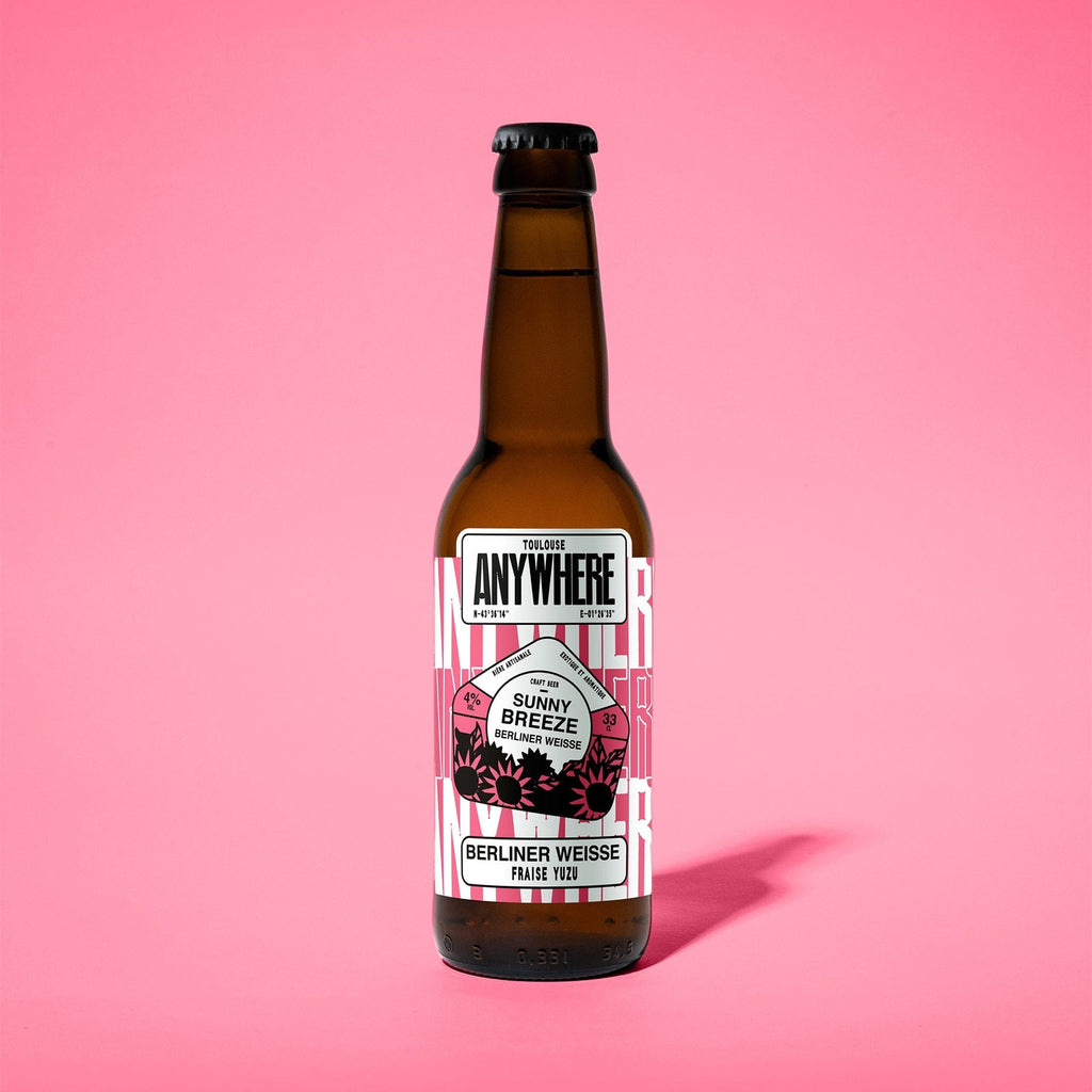 Bière Sunny breeze - Berliner Weisse 4% - Fraise Yuzu - 33cl4% - 33cl ANYWHERE vrac-zero-dechet-ecolo-toulouse