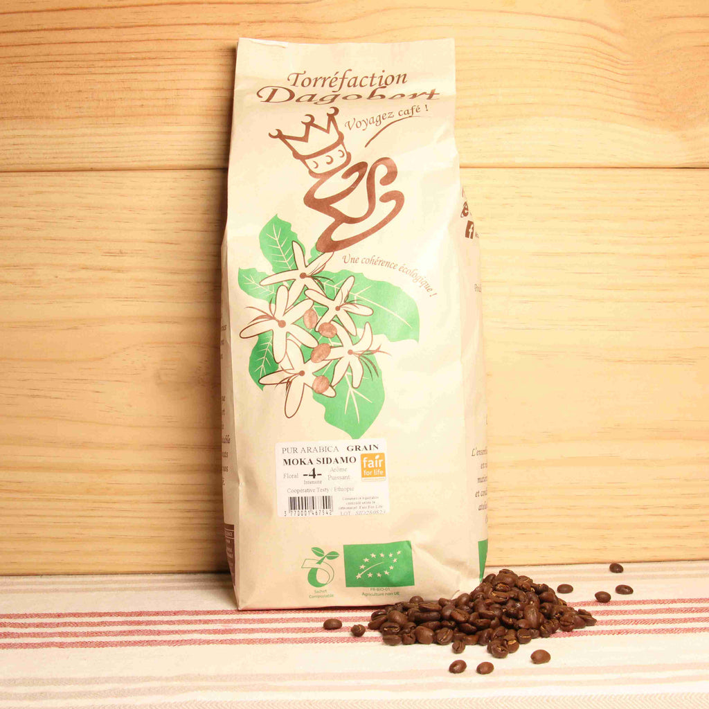 Café grain Ethiopie floral & puissant BIO - intensité 7/10 - 1kg Cafés Dagobert vrac-zero-dechet-ecolo-toulouse
