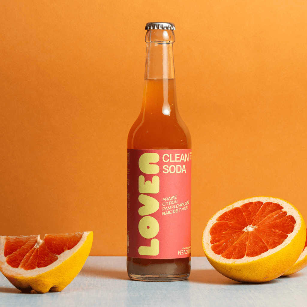 Clean Soda fraise citron pamplemousse & baie de timur BIO - 33cl Loven Crew - Brasserie L'Indispensable vrac-zero-dechet-ecolo-toulouse