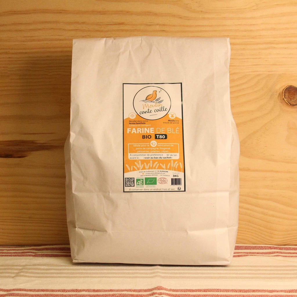 Farine de Blé tendre semi complète T80 BIO- 3 kg Moulin Cante Caille vrac-zero-dechet-ecolo-toulouse