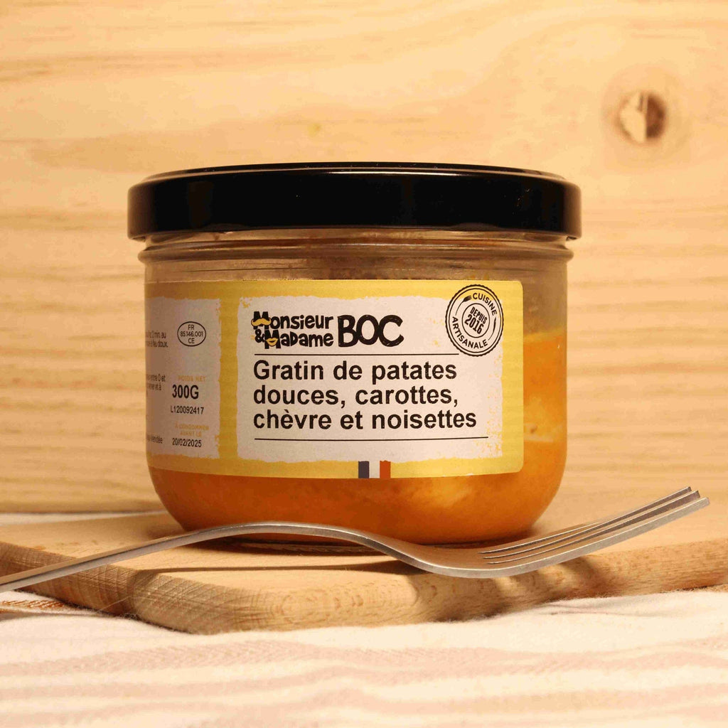 Gratin de patates douces, carottes, chèvre et noisette - 300g La Centrale du Bocal vrac-zero-dechet-ecolo-toulouse