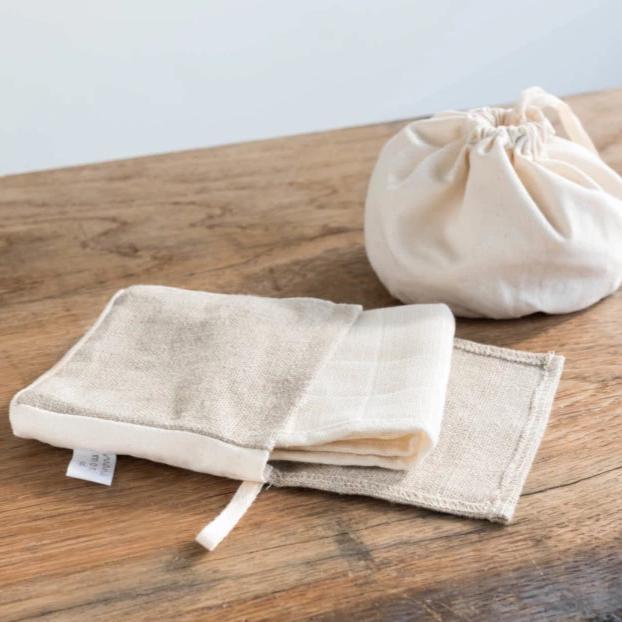 Kit 5 mouchoirs - pochette écru ManaMani vrac-zero-dechet-ecolo-toulouse