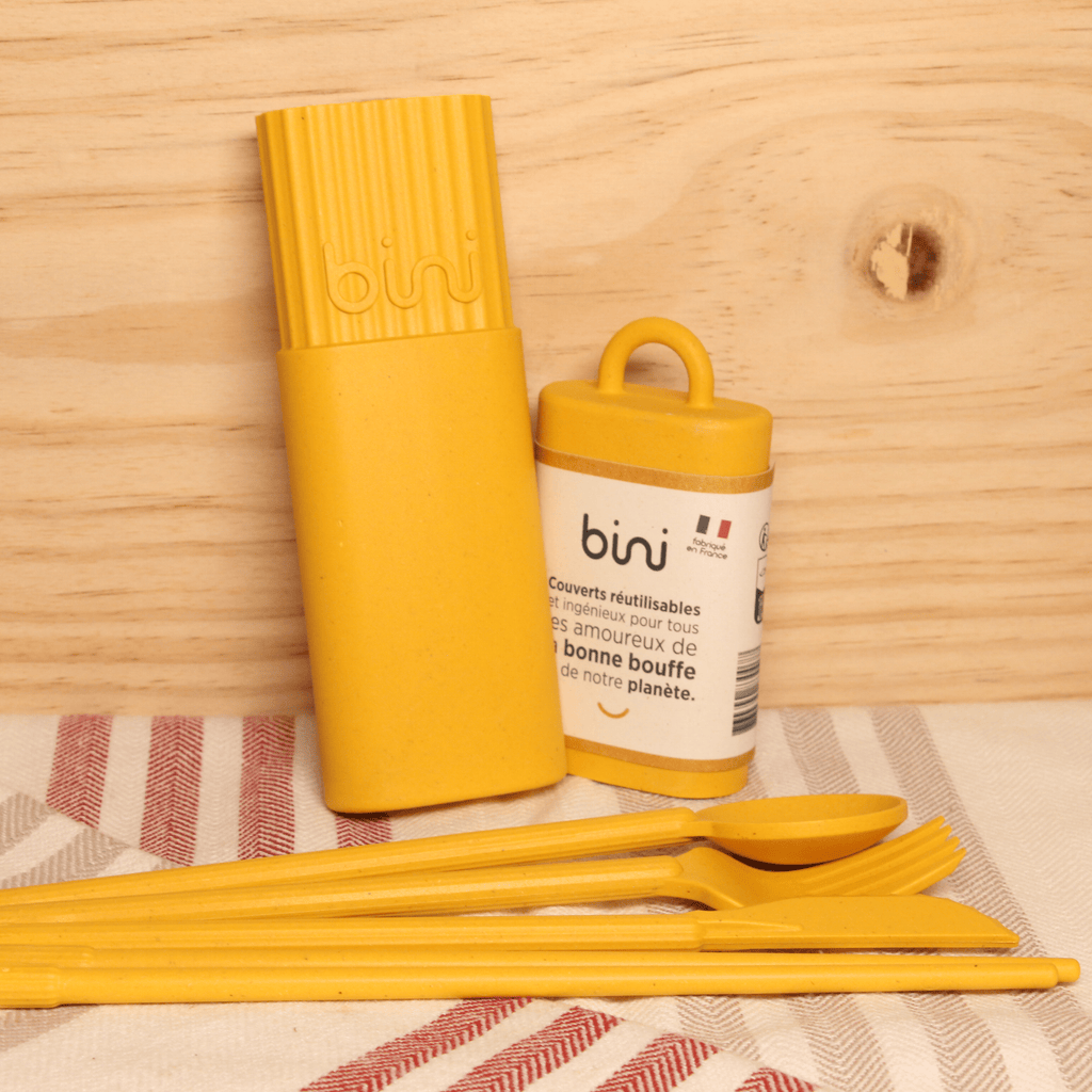 Kit couverts réutilisables Bini jaune Bini vrac-zero-dechet-ecolo-toulouse