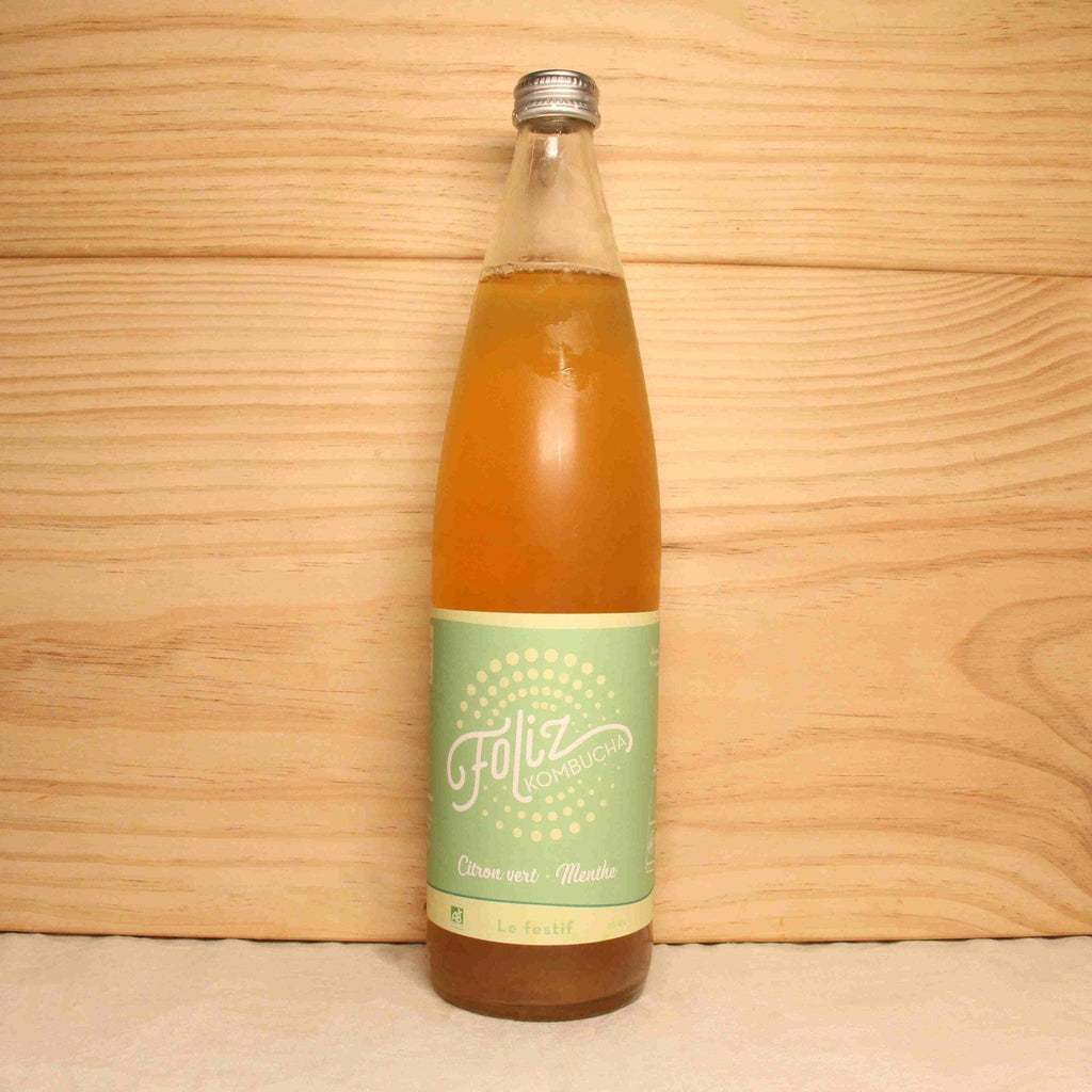 Kombucha citron vert menthe "Le festif" BIO - 75cl Foliz Kombucha vrac-zero-dechet-ecolo-toulouse