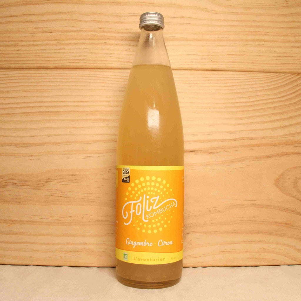 Kombucha gingembre citron "L'Aventurier" BIO - 75cl Foliz Kombucha vrac-zero-dechet-ecolo-toulouse