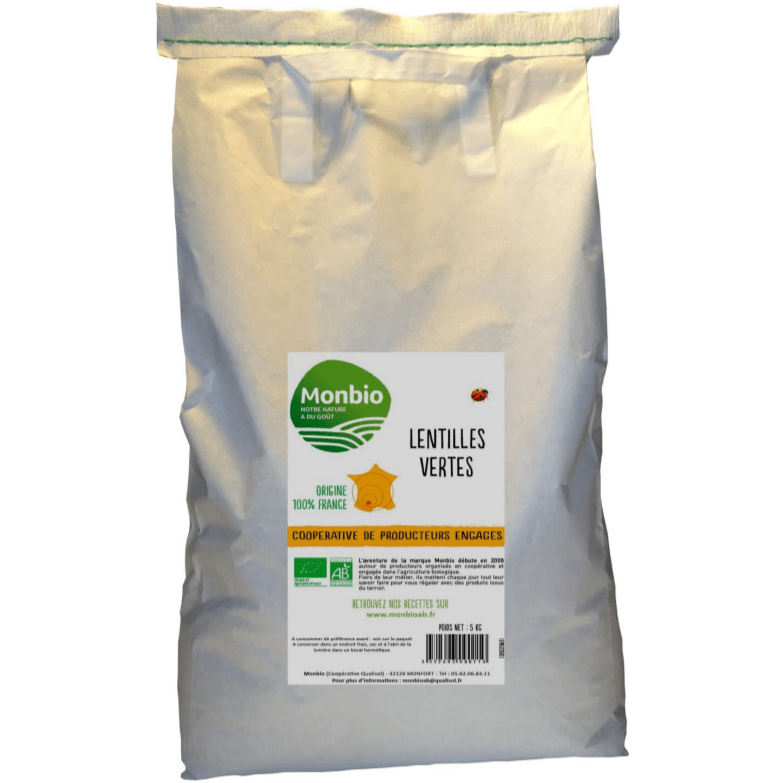 Lentilles vertes BIO Sud Ouest - 5kg Coopérative agricole Qualisol vrac-zero-dechet-ecolo-toulouse