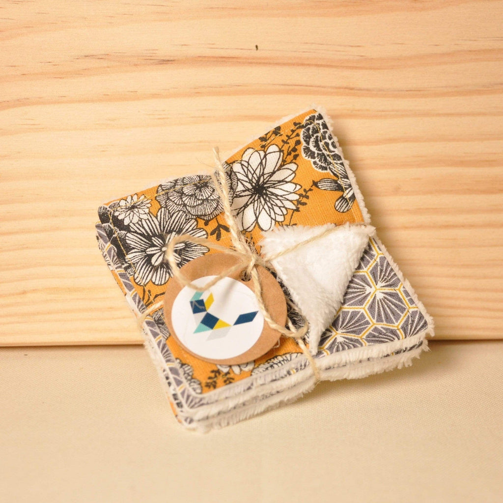 Lot de 5 démaquillettes "Fleurs d'or" Joli Tintamarre vrac-zero-dechet-ecolo-toulouse