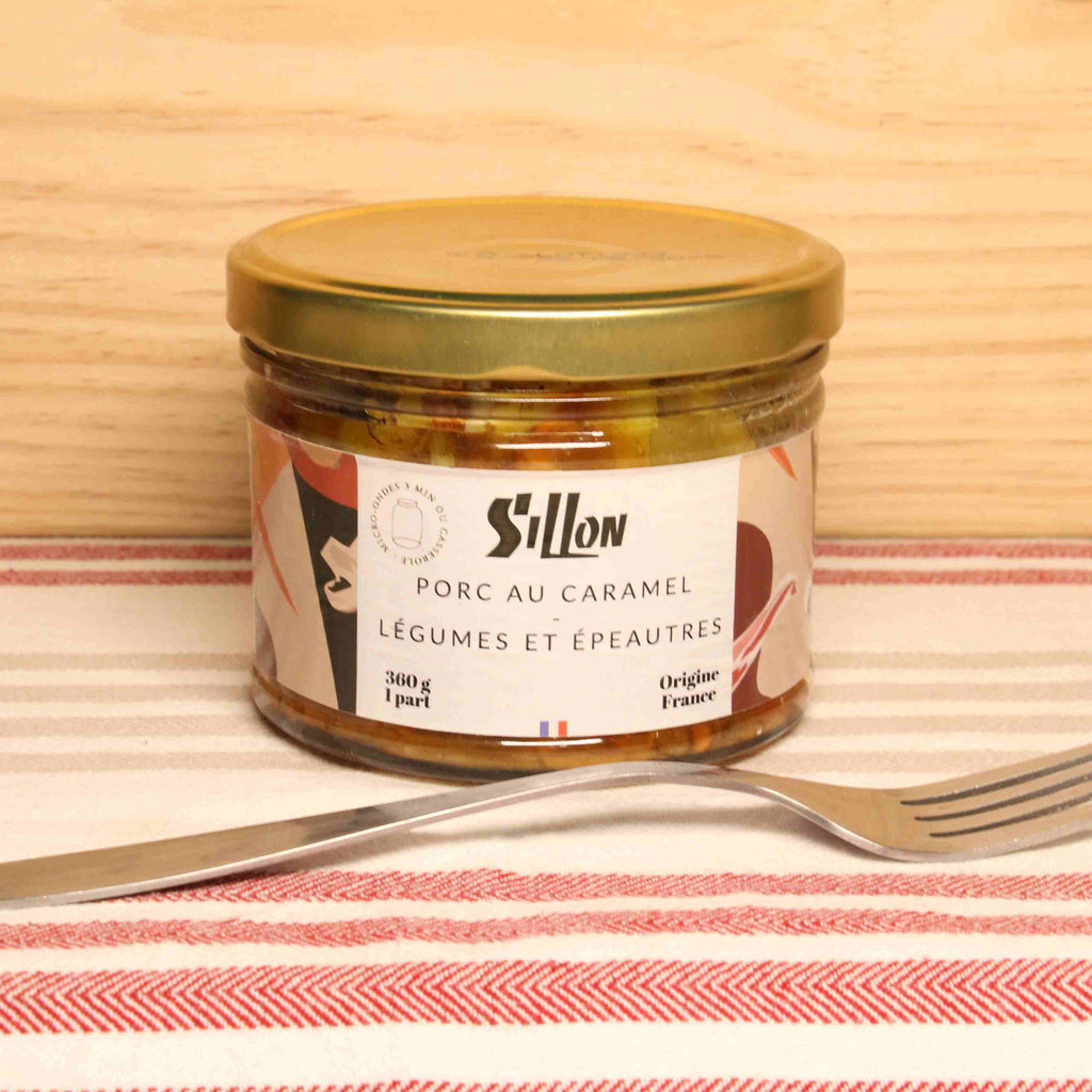 Porc au caramel légumes et épeautre - 360g Conserverie Sillon vrac-zero-dechet-ecolo-toulouse