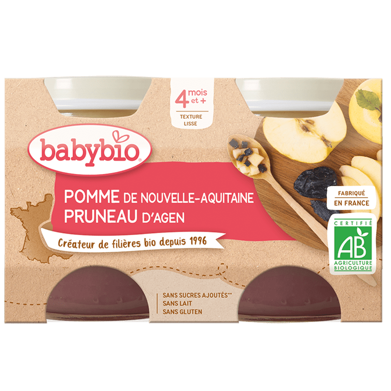 Pot bébé 4 mois pomme pruneau d'Agen BIO - 2x130g Baby Bio vrac-zero-dechet-ecolo-toulouse