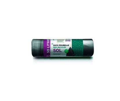 Sacs poubelle 50L recyclés anti-fuite avec liens coulissants - 20 sacs Maison Pinson vrac-zero-dechet-ecolo-toulouse