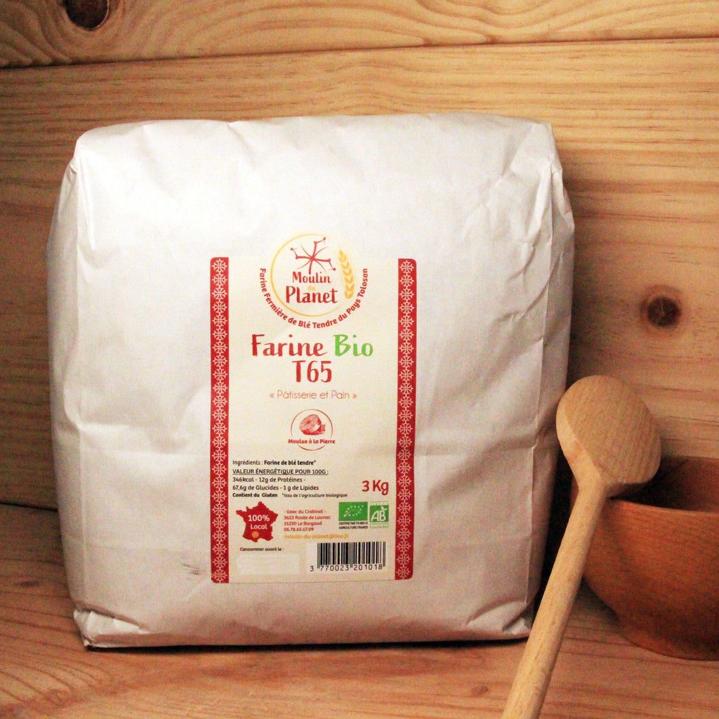 Farine de blé tendre BIO - sac 3kg - T 65 (blanche) Moulin du Planet vrac-zero-dechet-ecolo-toulouse